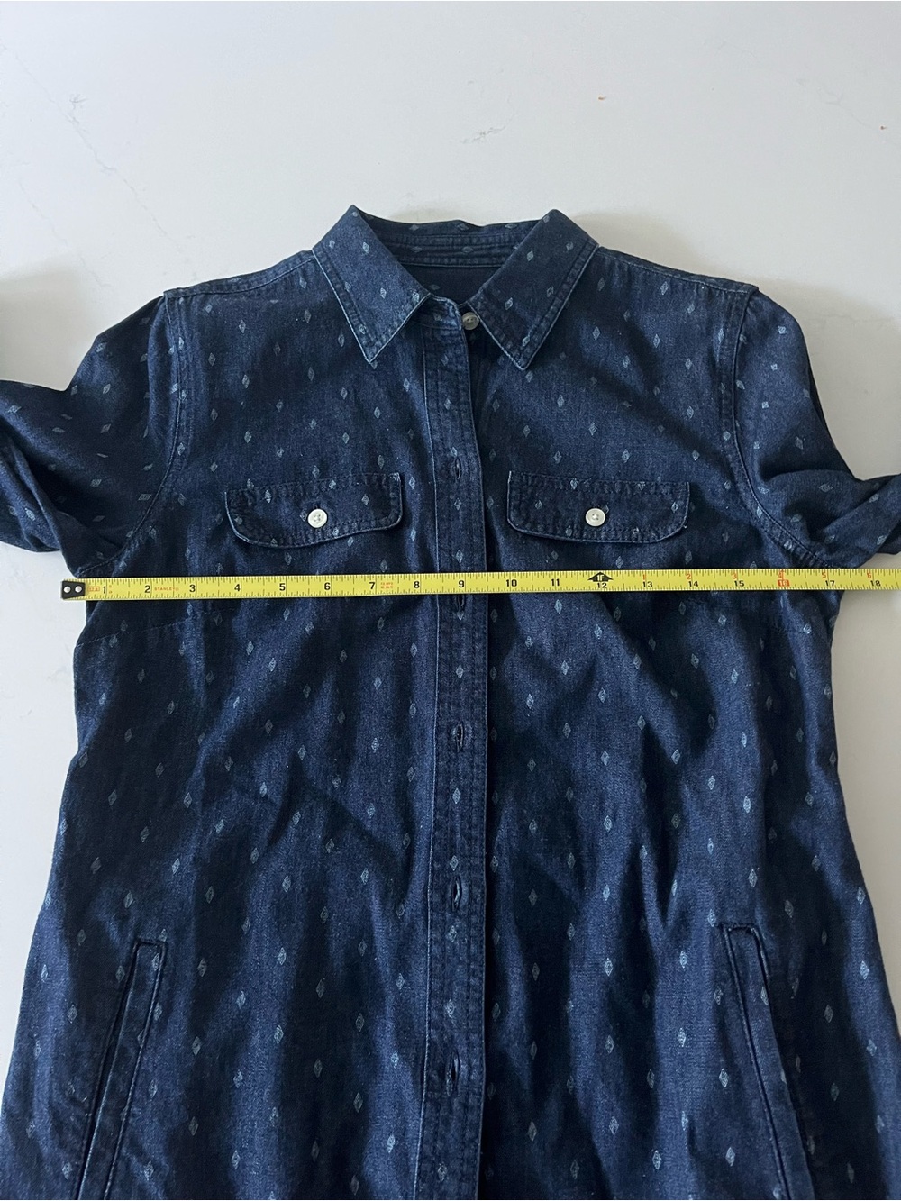 Talbots Denim Polka Dot Dress w/Belt Blue 6 Petite Office/Casual - Picture 8 of 9